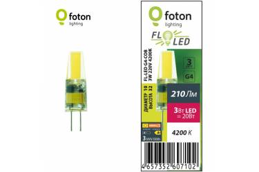 FL-LED G4-COB 3W 220V 2700К G4  210lm  10*32mm  FOTON_LIGHTING  -  лампа