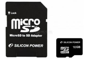 Карта памяти Silicon Power MicroSDHC 16GB Class 10+adapter