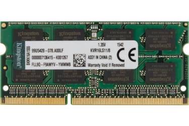 Память DDR3L 8Gb 1600MHz Kingston KVR16LS11/8 RTL PC3-12800 CL11 SO-DIMM 204-pin 1.35В