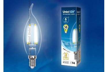 Светодиодная (LED) Лампа FIL (прозрачная) Uniel LED-CW35-6W/NW/E14/CL Air свеча на ветру