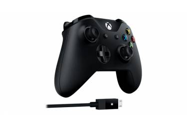 Геймпад Microsoft Xbox One + USB кабель для ПК черный USB Беспроводной виброотдача обратная связь