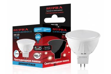 Лампа светодиодная SUPRA_MR16-08W-Dim/4000/GU5.3-D _диммируемая