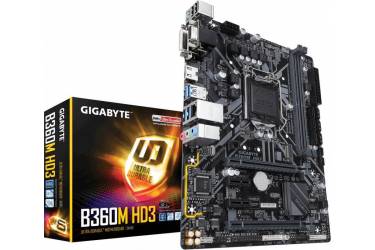 Материнская плата Gigabyte B360M HD3 Soc-1151v2 Intel B360 2xDDR4 mATX AC`97 8ch(7.1) GbLAN+VGA+DVI+HDMI