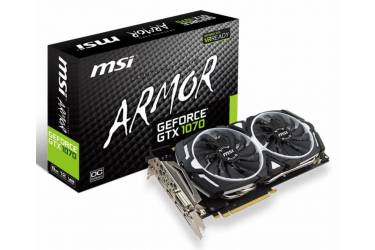 Видеокарта MSI PCI-E GTX 1070 ARMOR 8G OC nVidia GeForce GTX 1070 8192Mb 256bit GDDR5 1556/8008 DVIx1/HDMIx1/DPx3/HDCP Ret