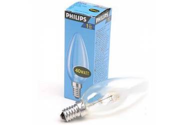 Лампа накаливания PHILIPS B35_40W_CL_E14 свеча