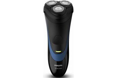 Бритва роторная Philips S1510/04 реж.эл.:3 питан.:аккум. черный/синий