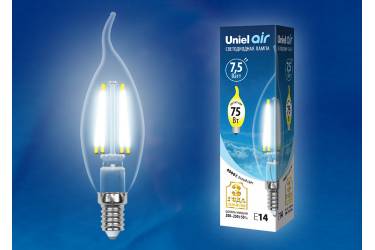 Светодиодная (LED) Лампа FIL (прозрачная) Uniel LED-CW35-7,5W/NW/E14/CL Air свеча на ветру