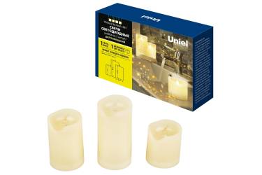 Фигурка светодиодная на батарейках "Свеча" ULD-F060 WARM WHITE CANDLE SET3 CR2032 (в/к)