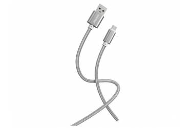 Кабель для зарядки и передачи данных S02 MicroUSB серый, 3 А, 1 м, Smartbuy (iK-12-S02dg