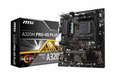 Материнская плата MSI A320M PRO-VD PLUS Soc-AM4 AMD A320 2xDDR4 mATX AC`97 8ch(7.1) GbLAN RAID+VGA+DVI