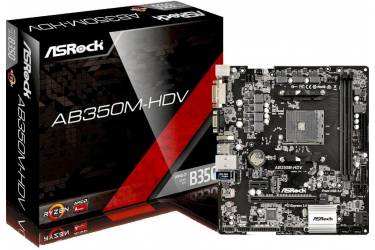 Материнская плата Asrock AB350M-HDV Soc-AM4 AMD B350 2xDDR4 mATX AC`97 8ch(7.1) GbLAN RAID+VGA+DVI+HDMI