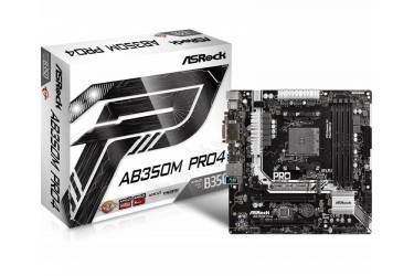 Материнская плата Asrock AB350M PRO4 Soc-AM4 AMD B350 4xDDR4 mATX AC`97 8ch(7.1) GbLAN RAID+VGA+DVI+HDMI