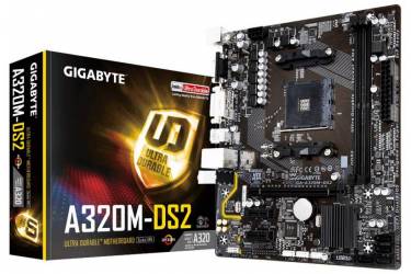 Материнская плата Gigabyte GA-A320M-DS2 Soc-AM4 AMD A320 2xDDR4 mATX AC`97 8ch(7.1) GbLAN RAID+VGA+DVI