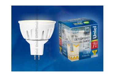 Лампа светодиодная диммир Uniel LED-JCDR-7W/WW/3000K/GU5.3/FR/DIM