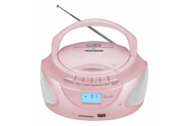 Аудиомагнитола Telefunken TF-CSRP3490B розовый 2Вт/CD/CDRW/MP3/FM(an)/USB/BT/SD/MMC