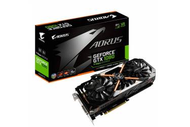 Видеокарта Gigabyte PCI-E GV-N1080AORUS-8GD nVidia GeForce GTX 1080 8192Mb 256bit GDDR5X 1708/10010 DVIx1/HDMIx2/DPx3/HDCP Ret